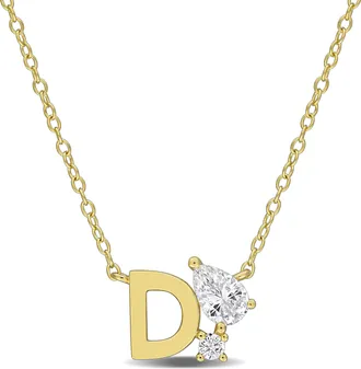 Mimi & Max 3/4ct TGW Created White Sapphire Q Initial Necklace Yellow Plated Sterling Silver
