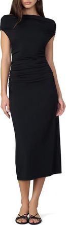 Joe's The Mia Scrunch Off-the-Shoulder Midi Dress in Black at Nordstrom Rack, Size X-Small