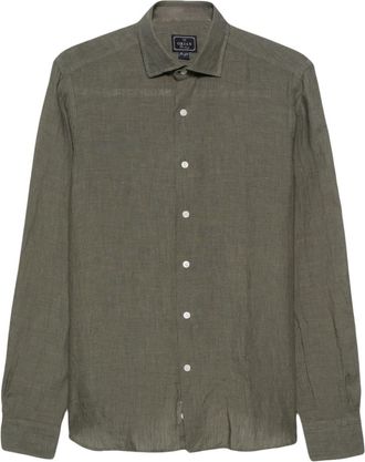 Orian long-sleeve linen shirt - men - Linen/Flax - 39 - Green