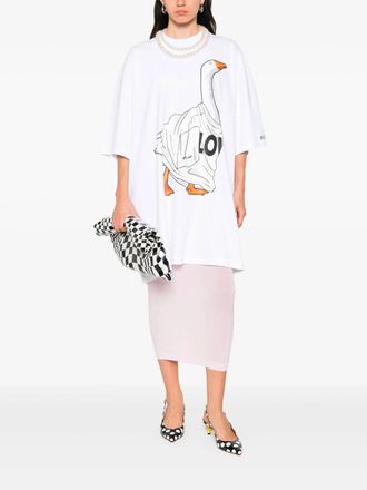 Moschino Womens Goose Dress - White Cotton - Size X-Small