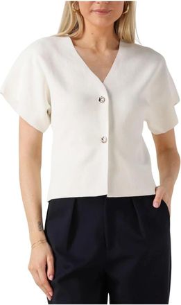 Notre-V Overhemden, Dames, Wit, L, Linnen, Elegante Ecru Top voor Vrouwen