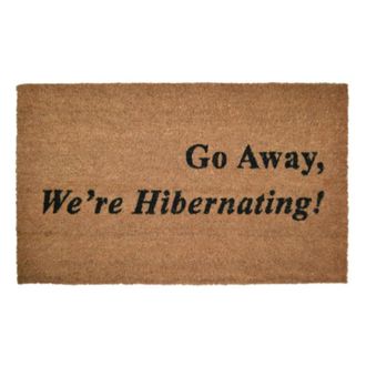 Imports Decor Funny Go Away Were Hibernating Coir Door Mat, Humorous Welcome Doormat with Non-Slip PVC Backing, Indoor Outdoor Entrance Rug