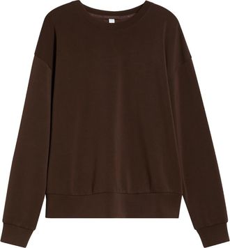 Zella Soft Luxe Boxy Crew Sweatshirt in Brown Mole at Nordstrom, Size Xx-Large
