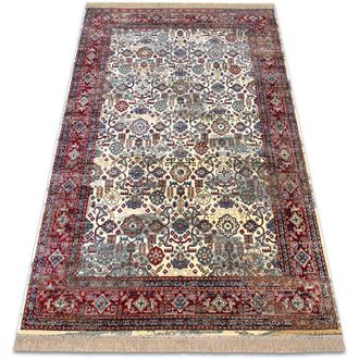 RugsX Rugsx - Alfombra Windsor 22993 Ornamento, Vintage, Franja Marfil / Rojo Beige 160x230 Cm