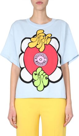Moschino Light Blue Graphic Crew Neck T-Shirt