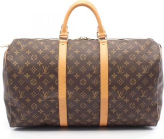 Louis Vuitton Brown Coated Canvas Leather Boston Bag (Pre-Owned)