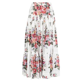 Dolce & Gabbana Maxi Skirts, female, Multicolor, Size: XS Floral Drawstring Skirt