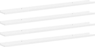 vidaXL Estantes De Pared 4 Unidades Blanco Brillo 115x9x3 Cm Vidaxl