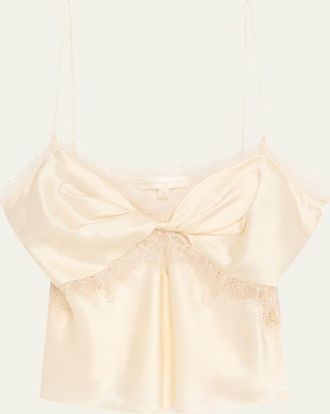 LoveShackFancy Belfast Silk-Blend Lace-Trim Top