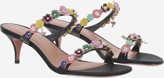 Amina Muaddi Womens Sandals Vittoria Black Satin And Metal