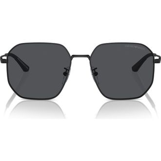 Emporio Armani 57mm Pilot Sunglasses in Matte Black /Dark Grey at Nordstrom