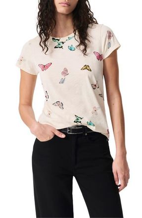 Rag & Bone Ozzy Butterfly Print Cotton Blend T-Shirt in Ivory Multi at Nordstrom, Size Xx-Small