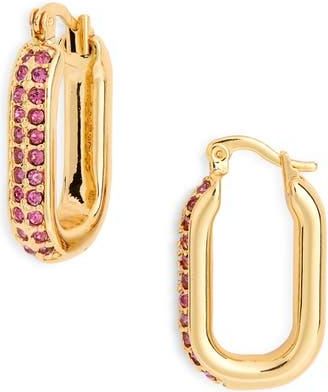 Kurt Geiger Pavé Crystal Oval Hoop Earrings in Pink at Nordstrom Rack