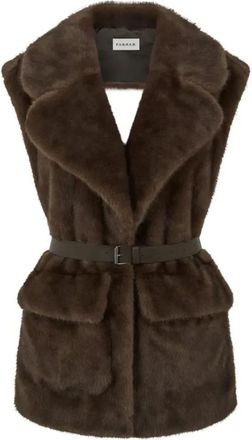 P.A.R.O.S.H. Bruine Faux Fur Gilet Jas - Dames - Bodywarmers - Bruin - ONE Size - Jassen
