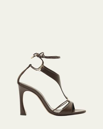 Alexandre Birman 100mm Mimi Leather Ankle-Tie Sandals