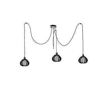 Netlighting Nicoleta Cluster Pendant Ceiling Light Black & Natural 3x E27
