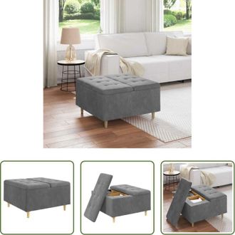 vidaXL Design elegante - Pouf contenitore Grigio scuro 80 x 80 x 45 cm Velluto