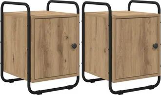 vidaXL Mesa De Noche 2 Uds. Roble Artisan Madera De Ingenier&iacute;a Vidaxl