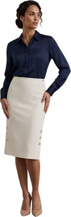 HUGO BOSS Vevoka midi-rok met studs voor dames (Wit)
