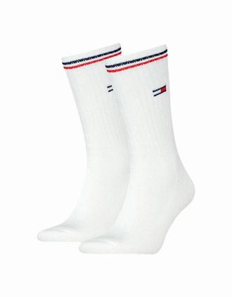 Tommy Hilfiger Mens 2-Pack Tommy Jeans Logo Sports Socks, White - White/White - Size: 7.5/8/5/5.5/6/6.5/7