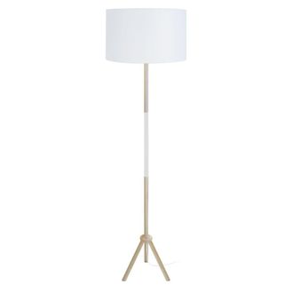Tosel Lamp&aacute;ra de pie madera,metal Alt.165cm natural ;Pantalla: blanco