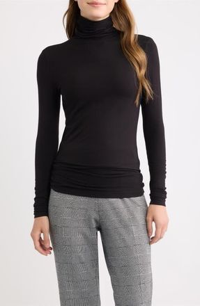 Anne Klein Turtleneck Seamless Top in Anne Black at Nordstrom, Size X-Small