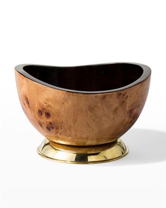 LaDorada Burl Veneer Accent Bowl With Brass Base