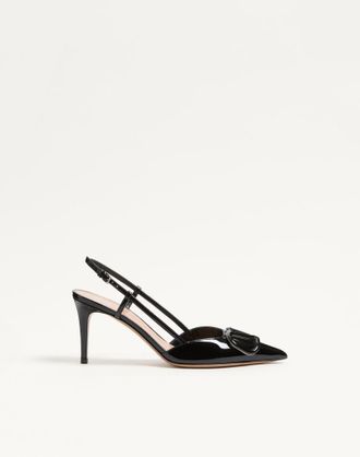Valentino Garavani D&eacute;collet&eacute; Slingback VLogo Signature In Vernice 80Mm Donna NERO 34.5