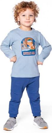 Deux par Deux Boy Organic Cotton Long Sleeve T-Shirt in Light Blue at Nordstrom, Size 2T