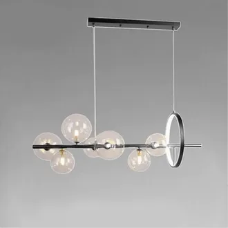 Trade Shop Trade Shop - Copy Of Lampadario A Sospensione Argento Con 2 Sfere In Vetro Bianco Attacco G9 E27 33498