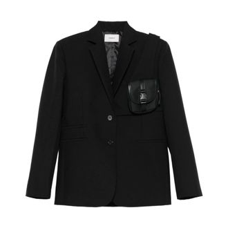 Coperni Blazers, female, Black, Size: S Black Button Jackets Long Sleeves