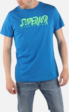 Diesel Mens DIESEL T DIEGO BB Mens T-Shirt Crew Neck Short Sleeve Blue Tee Casual Cotton Top - Size: 42