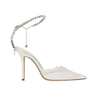 Jimmy Choo London D&eacute;collet&eacute; Saeda 100 in pizzo - - Shoes - Donna - Bianco - 40 EU