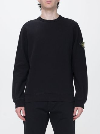Stone Island Felpa girocollo in jersey di cotone con patch logo Compass