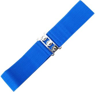 Banned Retro Vintage 1950s Elasticated Wide Nurse Belt - Royal Blue (Medium - UK 10-16)