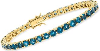 Ross-Simons London Blue Topaz Tennis Bracelet in 18kt Gold Over Sterling