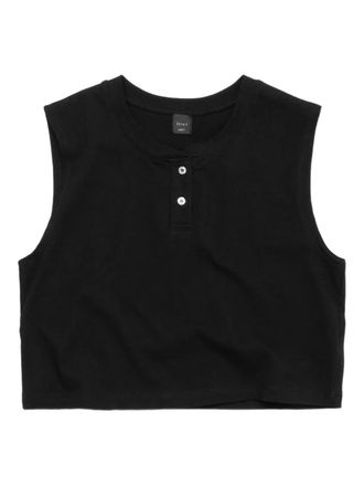 Leset henley sleeveless top - women - Cotton - M - Black