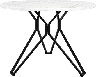 STILVORA Mesa De Comedor Redonda Para 4 Personas En Mdf Con Motivo Marmoleado, Patas Ajustables Y Base Robusta - 100&times;100&times;76 Cm, Negro