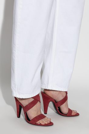 Alaia Suede Heeled Sandals, Womens, Red