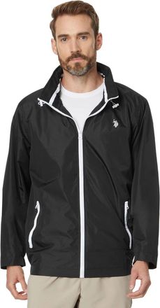 U.S.Polo Association U. S. Polo Assn. Windbreaker Jacket Mens Black Stow Hood Full Zip FROG736
