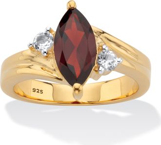 Palm Beach Jewelry 2.22 TCW Marquise Garnet Gold-Plated Silver Ring