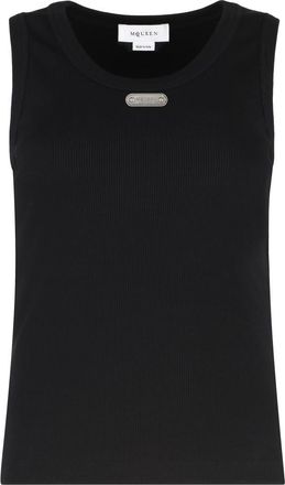 Alexander McQueen Black Textured Round Neck Top