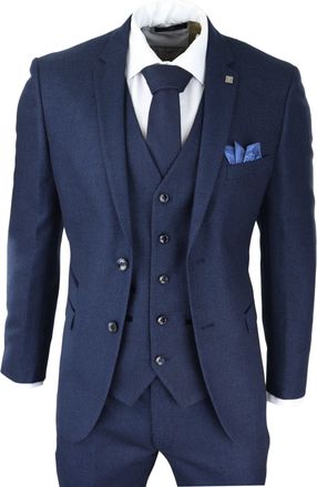PAUL ANDREW Arthur Blue 3 Piece Suit Birdseye Suit