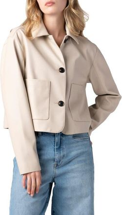 Blank NYC Faux Leather Crop Blazer in Cloud Dancer at Nordstrom, Size X-Small