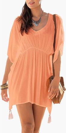 Lascana Tassel Detail V-Neck Cover Up in Papaya at Nordstrom, Size 46