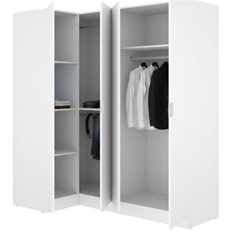 Dmora Guardaroba Grande Woodbury, Armadio Camera da Letto Modulabile, 5 Ripiani, Appendiabiti, 91x184h cm Bianco