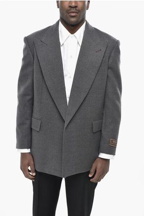 Gucci Open Front Wool Jacket With Peak Lapel size 48