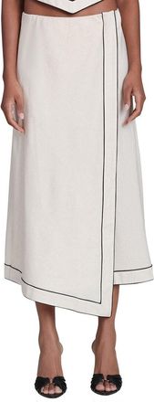 Avec Les Filles Asymmetrical Faux Wrap Linen-Blend Midi Skirt