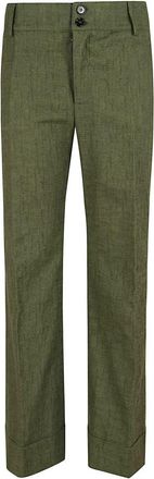 La DoubleJ Hendrix Broek - Dames - Straight fit broeken - Groen - 2XS - Katoen - Broeken