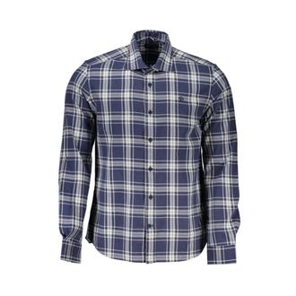 North Sails Blauw Geruit Overhemd met Lange Mouwen - Heren - Casual Overhemden - Blauw - XL - Katoen - Overhemden